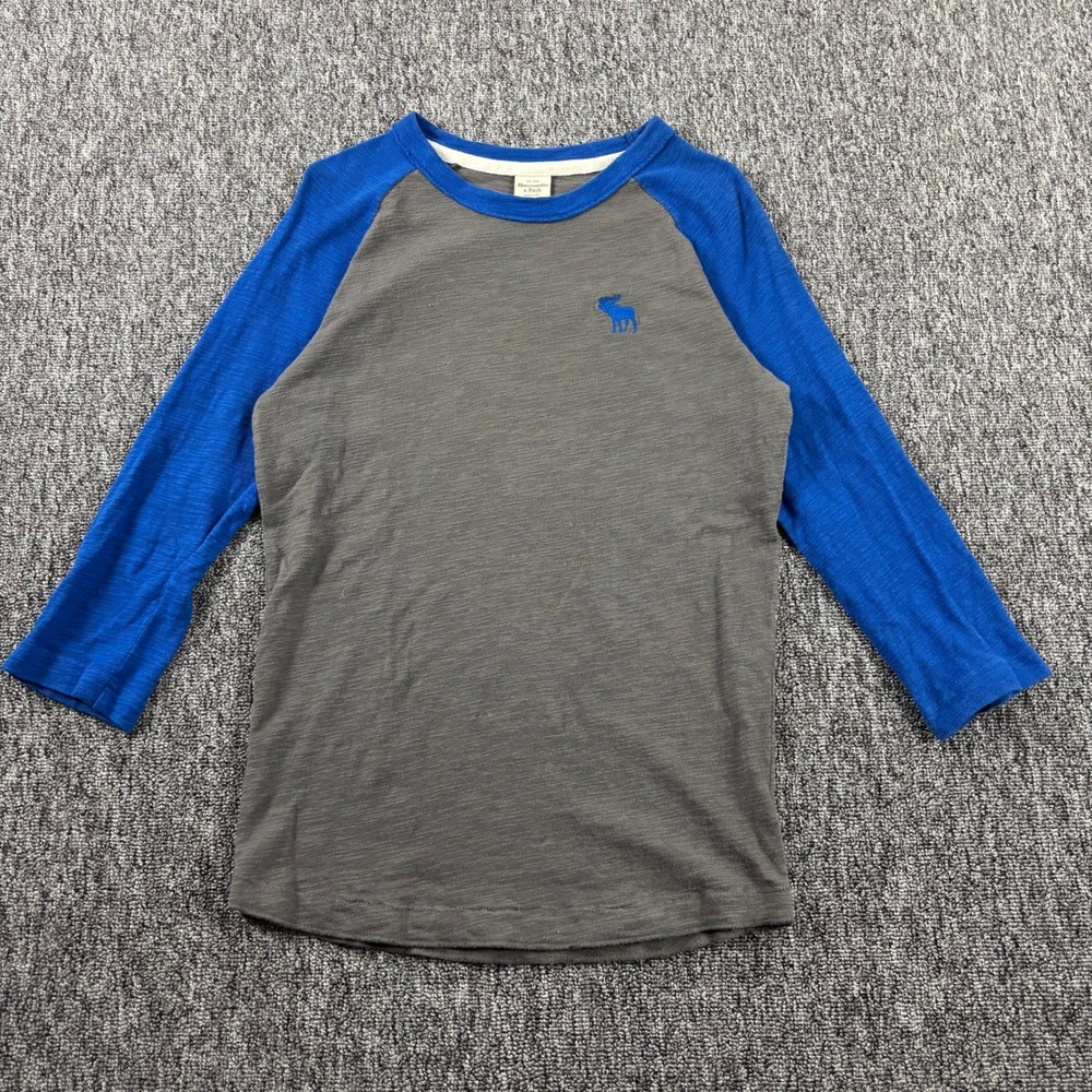 Y2K Abercrombie & Fitch Big Moose Raglan Baseball Tee Grey Blue Unisex Small